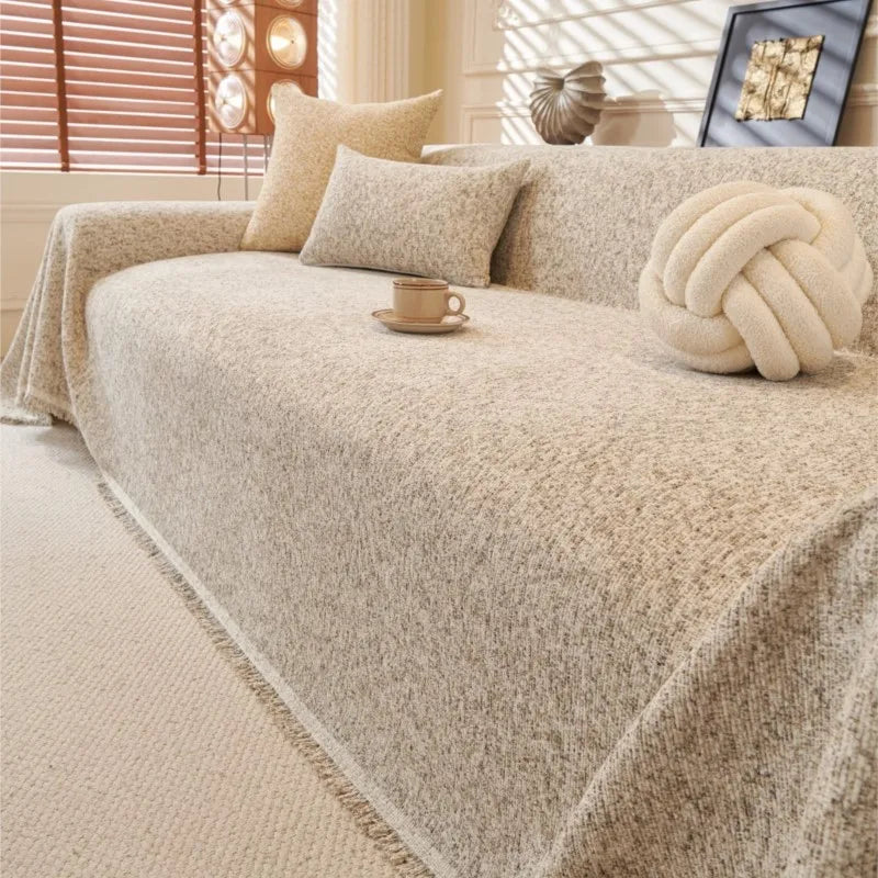 Cat Scratch Resistant Dustproof Sofa Cushion Universal Striped Pattern Blanket Mat 2025 All-Season Chenille Sofa Cover Slipcover
